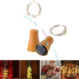 DHL Solar Copper string Wine Bottle Stopper 1m 10LED Copper Fairy Strip Wire Outdoor Party Decoration Novelty Night Lamp