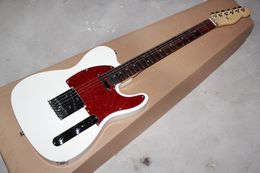 Custom White Electric Guitar with Red Pearl Pickguard,Rosewood Fretboard,22 Frets,Chrome Hardwares,customized as you request.