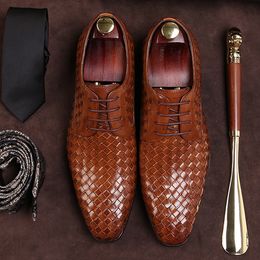 YLY Mens Fashion Oxford Casual Classic British Style Breathable Grid Pattern Lace up Formal Shoes Dress Shoes