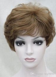 Hair Wig Light Golden-Brown Mixed Short Curly Women ladies Daily Synthetic Wig