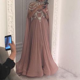 New Design Sexy Evening Dresses Wear A-Line High Neck Beads Crystal Chiffon Long Floor Length Plus Size Custom Party Prom Gowns