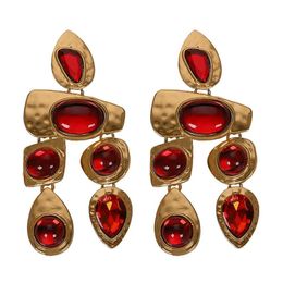 Fashion- Designs Metal Crystal Beads Resin Tassel Drop Earrings Women Geometric Big Long Dangle Earring Wholesale Jewellery A258