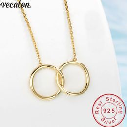 Vecalon Simple Cute pendant 925 Sterling silver Party Wedding Pendants with necklace for Women Bridal Jewelry