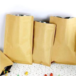 Kraft Paper Bags Zip Sealing Food Storage Paper Bag Bulk Cookie Candy Snack Food Stotage Packaging yq01649