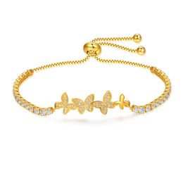 3 Colors for Options New Trendy Women Sweet Bracelets Gold Plated CZ Butterflies Bracelets for Girls Women for Party Wedding Nice Gift