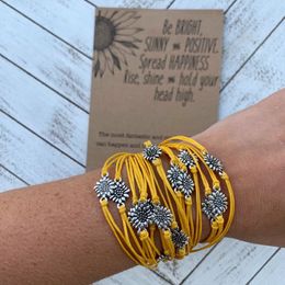 Colourful Sunflower Bracelets Birthday Gifts Silver Charm Bracelets for Women Girls Jewellery Fashion Infinity Friendship Sister Bracelets Gift