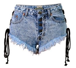 Women's Jeans summer high waist buckle worn out double side straps ladies denim shorts pants plus size