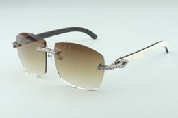 Sonnenbrille T4189706-A7, natürliche, wilde, weiße und schwarze Hybrid-Büffelhorn-Bügel, direkt ab Werk hochwertige Mode-Unisex-Brille