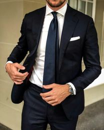 Black Men Suits Groom Wedding Tuxedos Notched Lapel Slim Fit Formal Business Suits Man Blazer Prom Jacket 2Pieces Costume Bridegroom Jacket