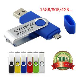 Multi-color Rotate OTG Phone Usb Flash Card 16gb USB Flash Drive Color Rotary Pen Drive Memory Stick 8gb USB Pendrive 4GB Custom Artwork