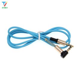 100pcs/lot Jack Audio Cable 3.5mm Spring Aux Cable Male to Male 90 Degree Right Angle Car Aux Auxiliary Audio Cable Cord