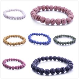 8MM Colourful Lava Stone Beads Bracelet Diy Aromatherapy Essential Oil Diffuser Bracelet For women men Jewellery