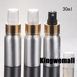 Free shipping 30ml Aluminium small bottles spray bottle containers with gold sprayer atomizer 300pc/lot