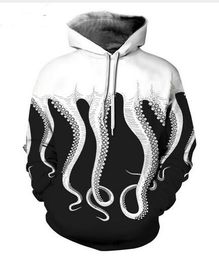 New Fashion Man Women Designer Perfect Harajuku Style Octopus Tentacles 3D Print Long Sleeve Pocket Hoodies Casual Sportswear R0398