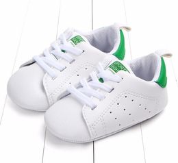 Newborn Baby Boys Girls Kids Shoes Infant Toddler Fashion White First Walkers Comfortable Soft Sole PU Sneakers