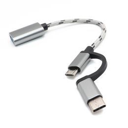 2 in 1 USB 3.0 OTG Adapters Cable Type C Micro usb to USB3.0 Adapter USB-C Data Transfer Cable for Samsung Xiaomi Huawei Type-C Phone