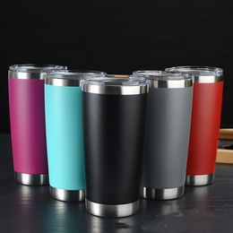 20oz car cup Stainless Steel Tumblers Thermal Coffee Cup Beer mugs With Seal Lid Straight cup 12 Colour T2I51088-1