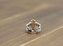 Fashion-925 sterling silver rings trend personality jewelry punk style man and women Lovers gift hollow open flame cross luxury designer