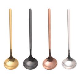 Stainless Steel Spoons 17cm Stirring Round Food Spoons Coffee Scoop Seasoning Spoon Ice Cream Spoons Kitchen Flatware SN3147