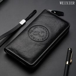 Factory wholesale men bag fashion cowhide mens business hand clutch exquisite embossed storage wallet multifunctional anti-theft brush purse