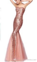 2019 New Evening Dresses Dress fashion New Married Long Bride Gown Sleeveless Mermaid Sequined Gown for performance bridesmaid party 367