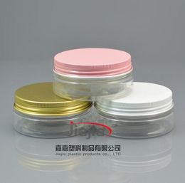 50g clear PET Jar with Aluminium gold/pink/white lid. Metal Box Aluminium Bottle Cosmetic Packaging Aluminium Container