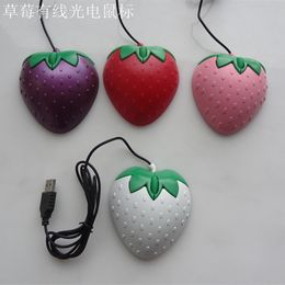 Cute Mini Strawberry Usb Computer Mouse Portable Small Wired Optical PC Mause 3d Fruit Shape Kid Girl Gift Cartoon Mice For Laptop