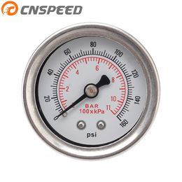 CNSPEED Fuel Pressure Gauge 0-160 Liquid psi Oil Press Gauge White Face Fuel Gauge 1 8 NPT for car Universal227B