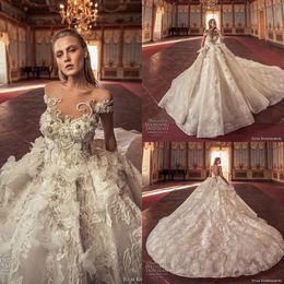 vintage julia kontogruni wedding dresses off shoulder lace 3d floral appliques beads crystals luxury ball gowns bridal gowns