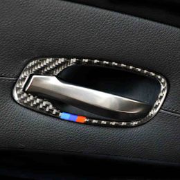 For BMW 5 Series E60 E61 F10 2005-17 Carbon Fibre Car Interior Door Handle Cover Trim Door Bowl Stickers Car Styling accessories