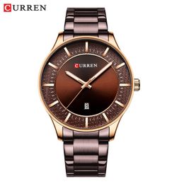 CURREN Top Brand Man Watches Clock Man Fashion Quartz Watches Men Business Steel Wristwatch with Date Classic Black Male257h