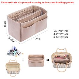 Purse Organizer Felt Bag Organizer Insert Shaper Purse Organizer with Zipper Fit all kinds of Tote purses Cosmetic Toiletry Bags245R