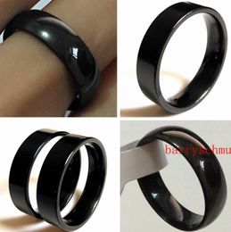 50pcs Black Band Ring 6MM Width Flat & Arc Shape 316L Stainless Steel Rings Men Women Elegant Classic Jewelry Wholesale Lots