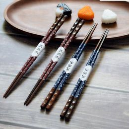 Japanese tortoiseshell pointed heat transfer chopsticks sushi dim sum cuisine chopsticks pattern creative home wooden chopsticks