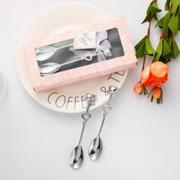 Aluminium Alloy Coffee Spoon Set Creative A Couple Coffee Spoon With Box For Wedding Guests Party Souvenirs Romantic Wedding Favour LX8797