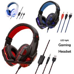 Stereo Gaming HeadsetS LED Light Headphones With Mic for PC P4 pro Xbox One Controller headset for Laptop phone Switch Games