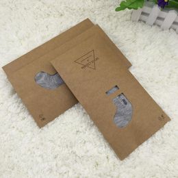 Brown Kraft Paper Socks Boxes Retail Gift Packaging Garment Clothing Socks Stocking Storage Bag SN2050