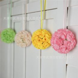 5Pcs/lot Artificial Small Rose Flower Ball Hanging Fake flower rose Wedding Decoration Flower Ball Christmas Tree Decoration Bar Restaurant