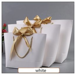 Gold Present Box For Pajamas Clothes Books Packaging Gold Handle Paper Box Bags Kraft Paper Large Size Gift Bag With Handles Decor