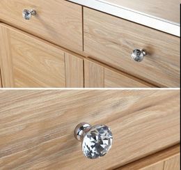 Crystal handle single hole European modern simple simple Europe chest door cabinet drawer golden diamond round handle