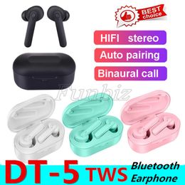 DT-5 TWS Earphones Wireless Bluetooth 5.0 Headset Earbuds Stereo Waterproof Sport In Ear Earphone Built-in Mic Auto Pairing Headphones