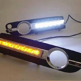 LED Daytime Running light Daylight For Volvo S80 2009 2010 2011 2012 2013 LED DRL with Yellow Turn Signal Light