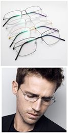 Quality handmade titanium alloy thread glasses frame 54-18-145 business male rectangular bigface lightweight golden wire prescription glasses fullset design case