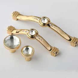 128mm fashion deluxe glass pull crystal win cabinet dresser door handle 96mm rhinestone kitchen drawer knob gold handles