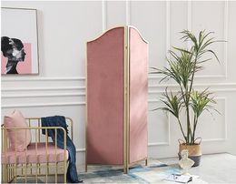 Folding screen Room Dividers household Ins pink net red partition mobile small flat modern simple Screens