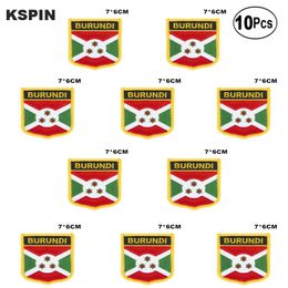 Burundi Flag Embroidery Patches Iron on Saw on Transfer patches Sewing Applications for Clothes in Home&Garden 10Pcs