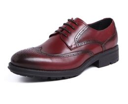 Red Blue Black Men Shoes Work Wear Style Round Toe Soft-Sole Cowhide Wedding Fashion Oxfords Homme With Box