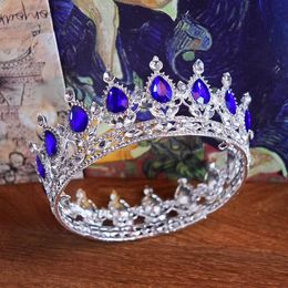 Blue Diamond Cycle Crown Ladies Jewellery Diamond Crowns Bride Wedding Accessories Round Crown European Style Retro Palace Crown