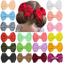 INS double-deck bows girls hair clips cute kids barrettes nylon baby BB clips designer hair accessories for kids baby accessories