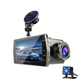 2Ch car DVR dual lens 1080P dashcam driving video recorder 4 inches full HD 170° wide view angle night vision G-sensor parking monitor